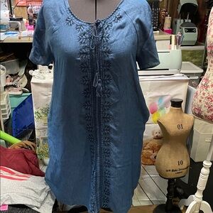 Chic Denim Blue Midi Dress